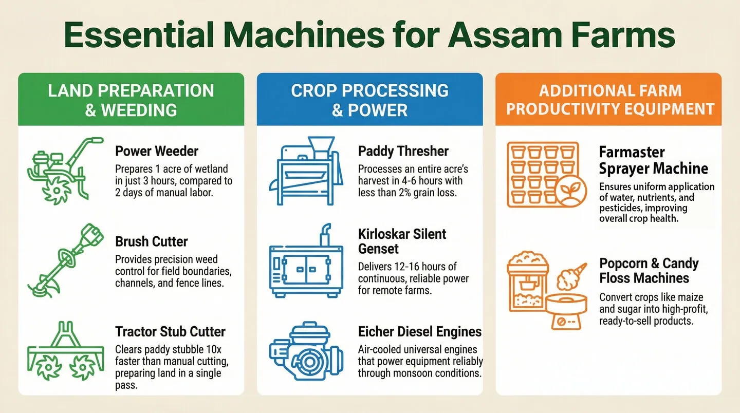 Top 10 Agriculture & Power Machines for Assam Farms- Features & Benefits Guide __by Kamrup Machinery Guwahati